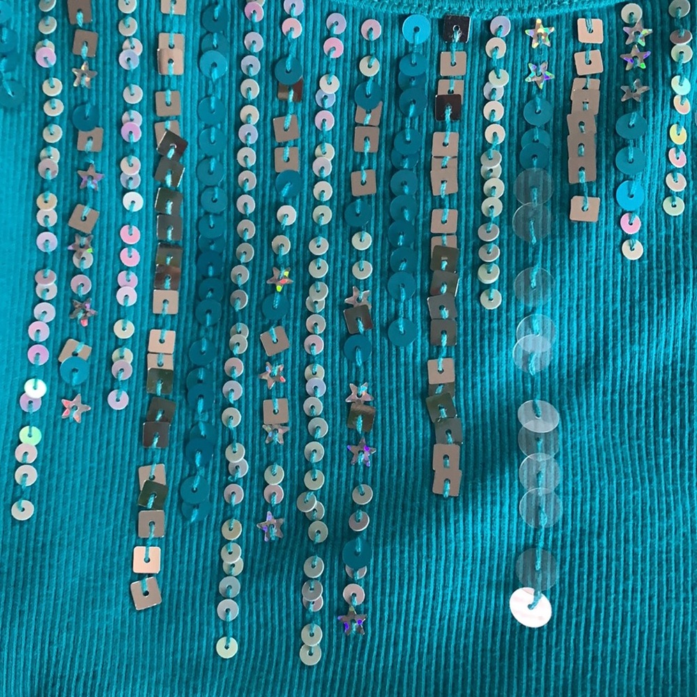 Vintage 1990’s Kirra turquoise sequin tank top - Picture 7 of 7